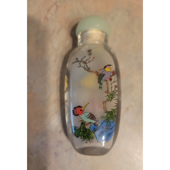 Set of Four Glass Chinese Reverse Painted Snuff / Perfume Bottles. - Picture 7 of 11